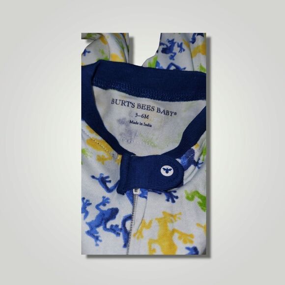 Burt's Bees blue and green frog sleeper size 3-6 months New! - Picture 6 of 6